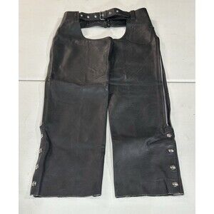 Z1R Black Leather Chaps Size XL Unisex Pre-Owned Inseam 32.5" H2